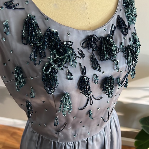 VTG 50s 60s Periwinkle Party Dress - Picture 2 of 11